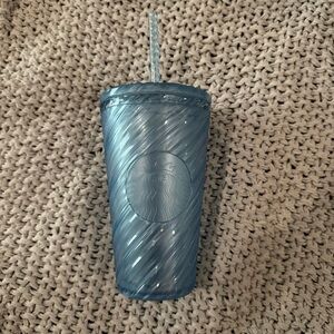 Starbucks Summer 2024 Iridescent Swirl Spiral Pearl Blue Tumbler